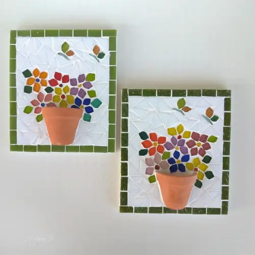 Duo de Quadrinhos Florido em Mosaico