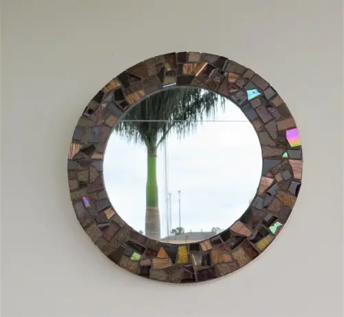 Espelho em Mosaico Redondo Marrom 25 cm