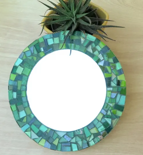 Espelho em Mosaico Redondo Verde 25 cm