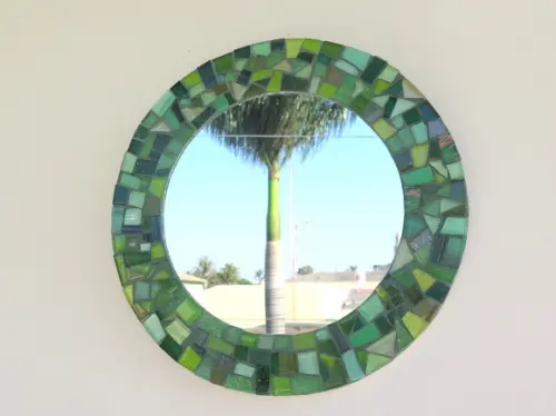 Espelho em Mosaico Redondo Verde 25 cm