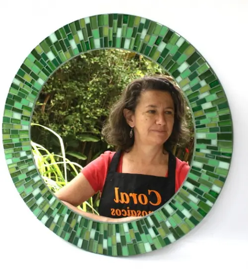Espelho em Mosaico Verde 50 cm