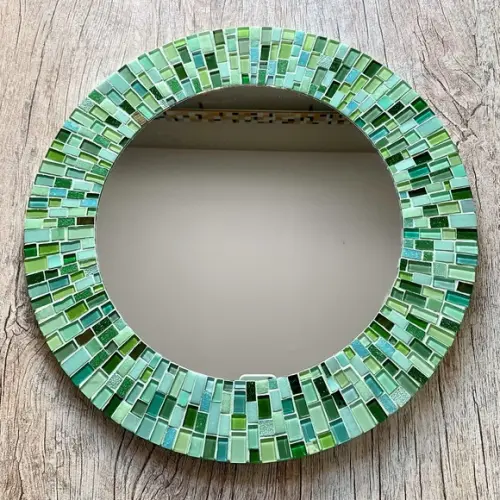 Espelho em Mosaico Verde Água 50 cm