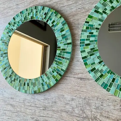 Espelho em Mosaico Verde Água 50 cm
