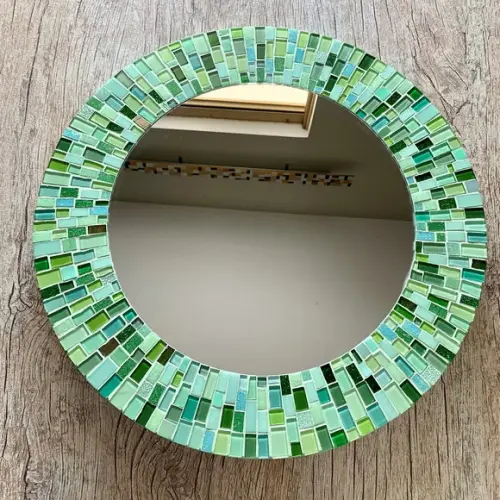 Espelho em Mosaico Verde Água 50 cm