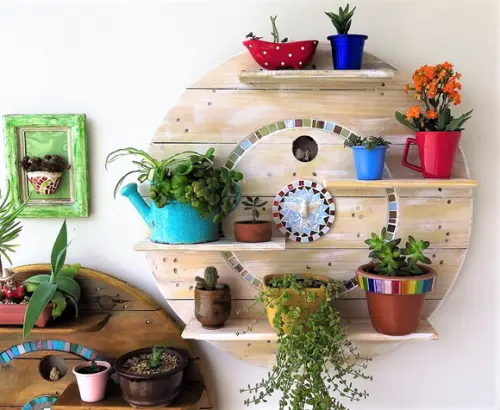 Estante Rústica Sustentável Mosaico para Suculentas Divino