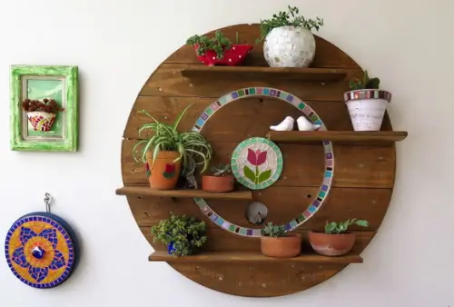 Estante Rústica Sustentável Mosaico para Suculentas Tulipa