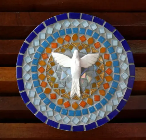 Mandala Divino em Mosaico Azul