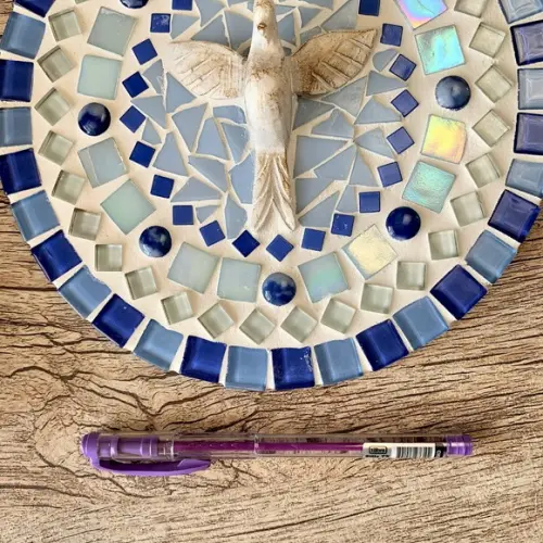 Mandala Divino em Mosaico Azul
