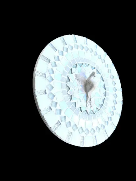 Mandala Divino em Mosaico Branca e Prata