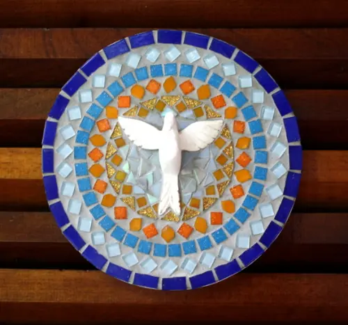 Mandala Divino em Mosaico Azul