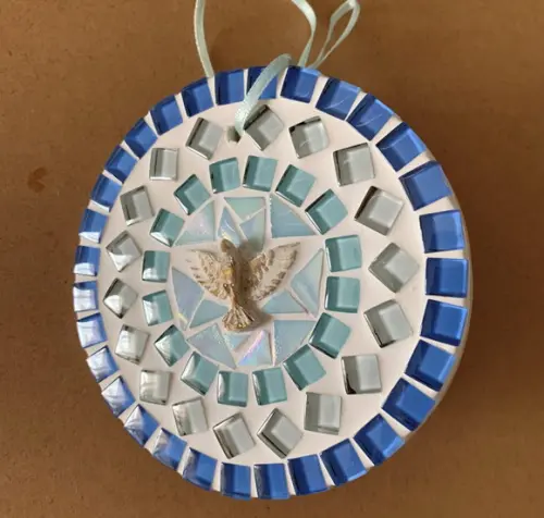 Mandala Divino em Mosaico Mini Azul