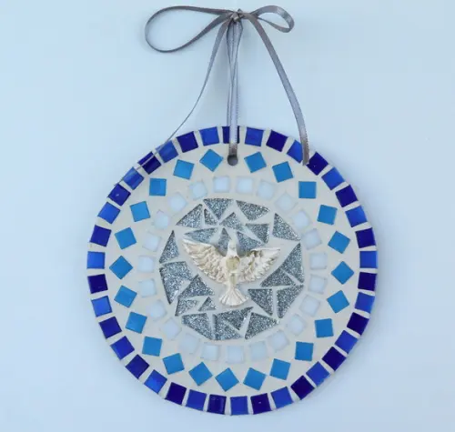 Mandala Divino em Mosaico Mini Azul