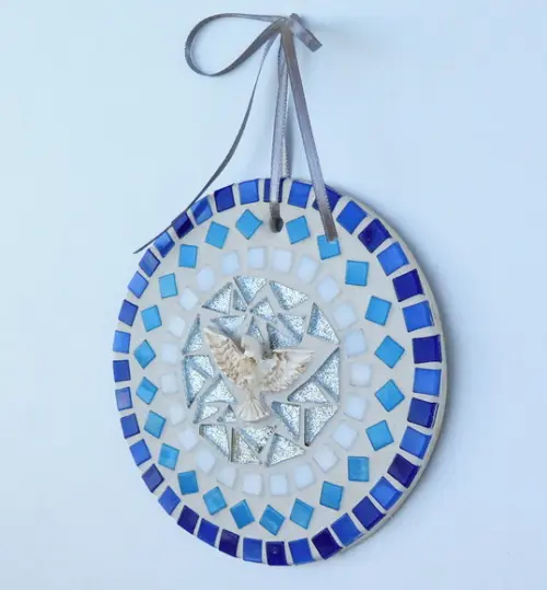 Mandala Divino em Mosaico Mini Azul