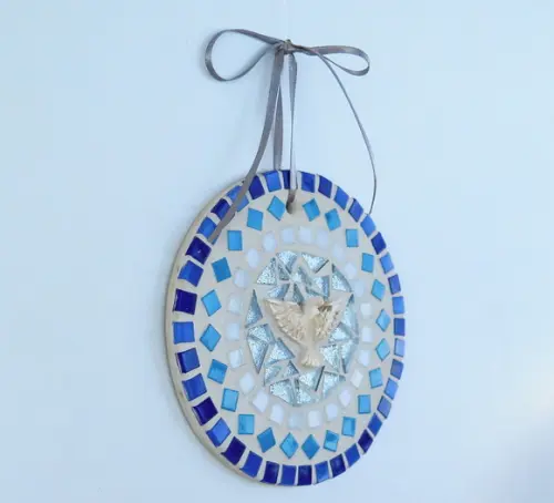 Mandala Divino em Mosaico Mini Azul