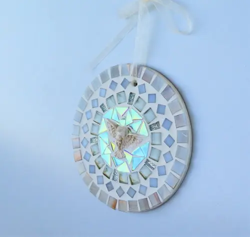 Mandala Divino em mosaico mini branca