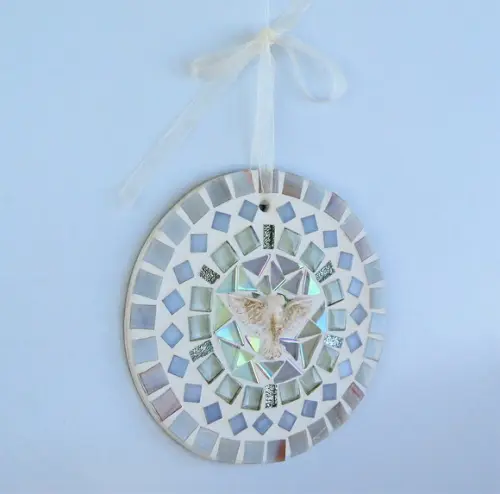 Mandala Divino em mosaico mini branca