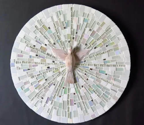 Mandala Divino em mosaico raios brancos