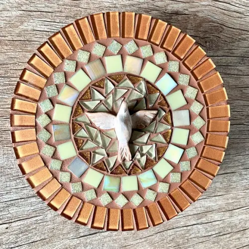 Mandala Divino Espírito Mosaico Tons Terra