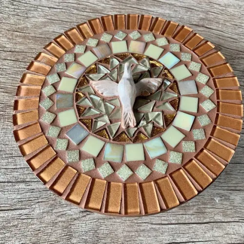 Mandala Divino Espírito Mosaico Tons Terra