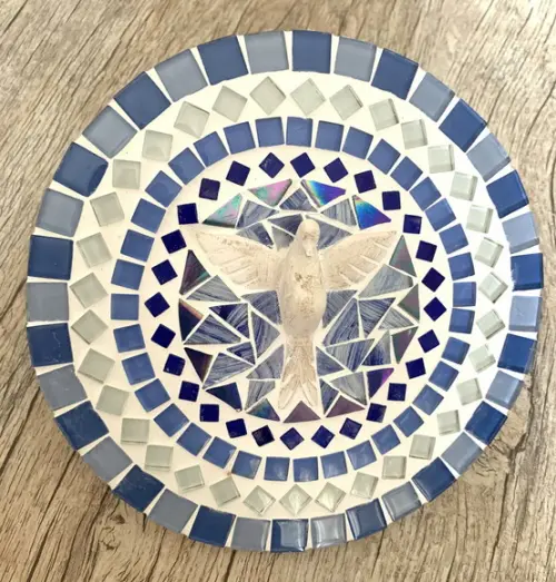 Mandala Divino Espírito Santo em Mosaico Azul