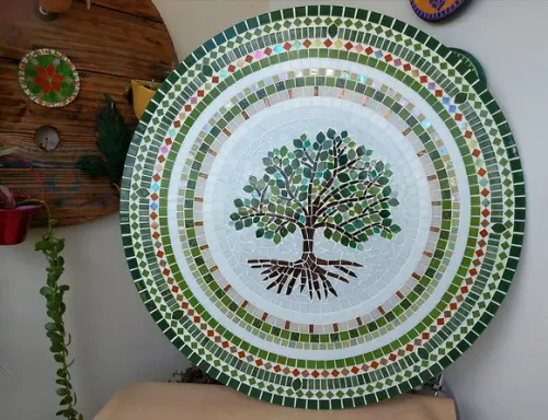 Mandala em Mosaico Árvore da Vida 80 cm