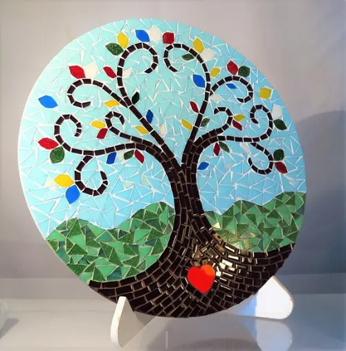 Mandala em Mosaico Árvore da Vida Coração