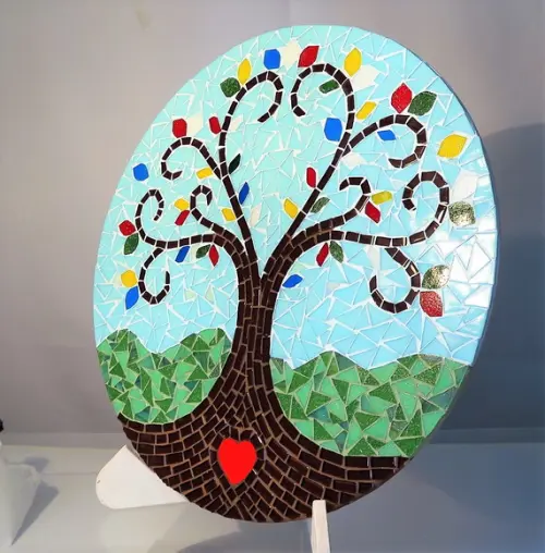 Mandala em Mosaico Árvore da Vida Coração