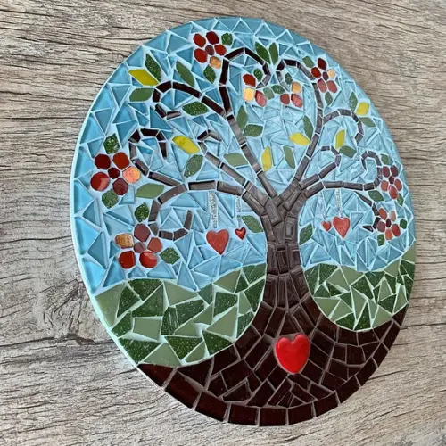 Mandala em Mosaico Árvore da Vida Coração Flor