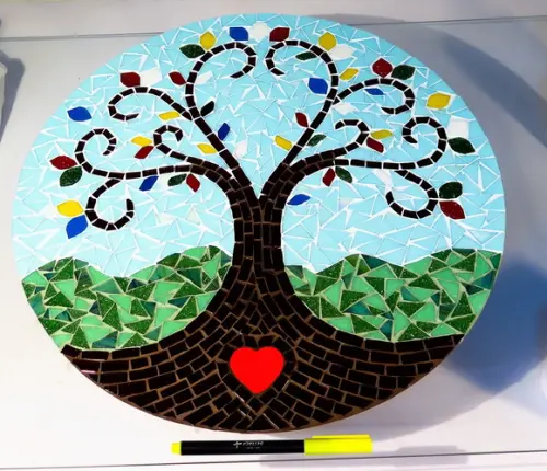 Mandala em Mosaico Árvore da Vida Coração