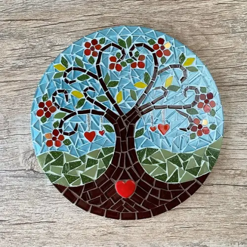 Mandala em Mosaico Árvore da Vida Coração Flor