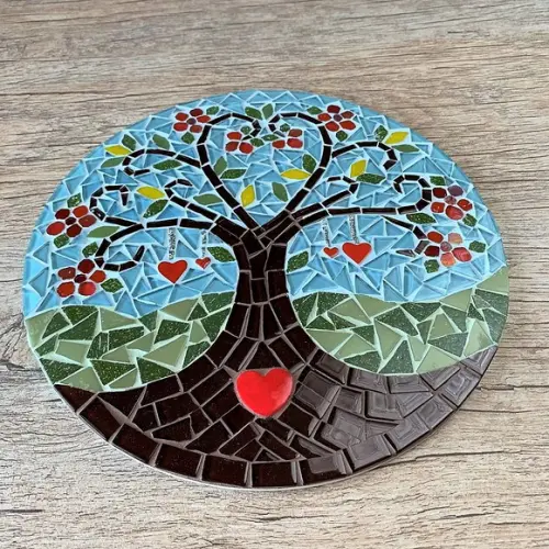 Mandala em Mosaico Árvore da Vida Coração Flor