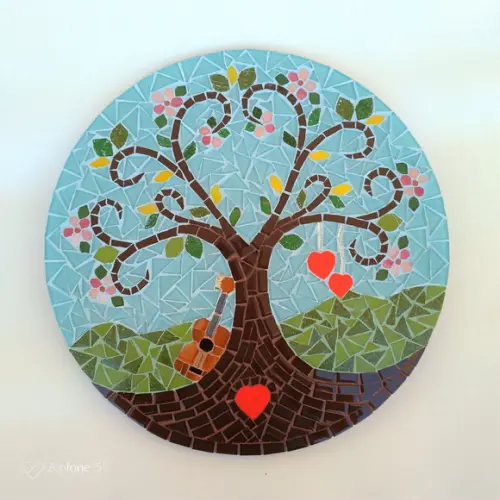 Mandala em Mosaico Árvore da Vida Coração Flor