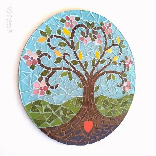 Mandala em Mosaico Árvore da Vida Coração Flor