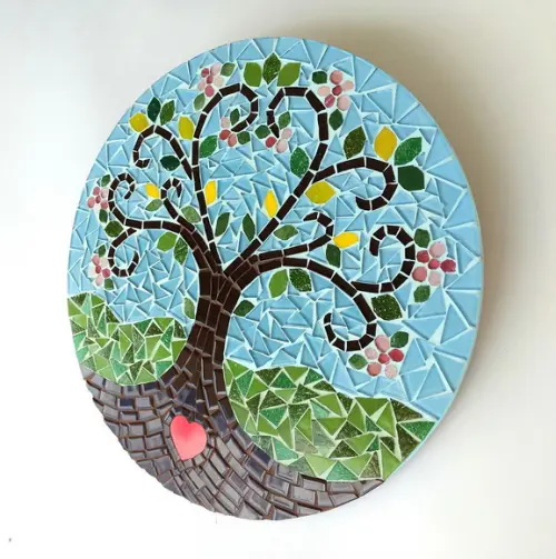 Mandala em Mosaico Árvore da Vida Coração Flor
