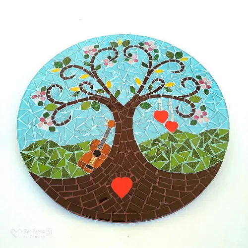 Mandala em Mosaico Árvore da Vida Coração Flor