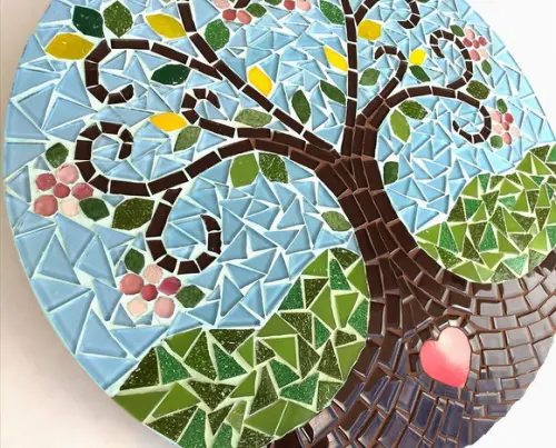 Mandala em Mosaico Árvore da Vida Coração Flor