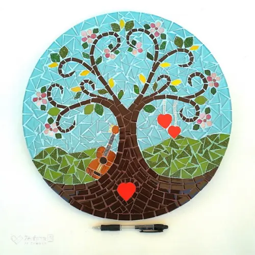 Mandala em Mosaico Árvore da Vida Coração Flor