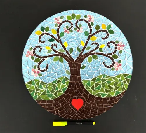Mandala em Mosaico Árvore da Vida Coração Flor