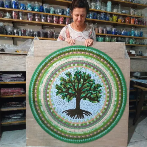 Mandala em Mosaico Árvore da Vida para Piso ou parede externa