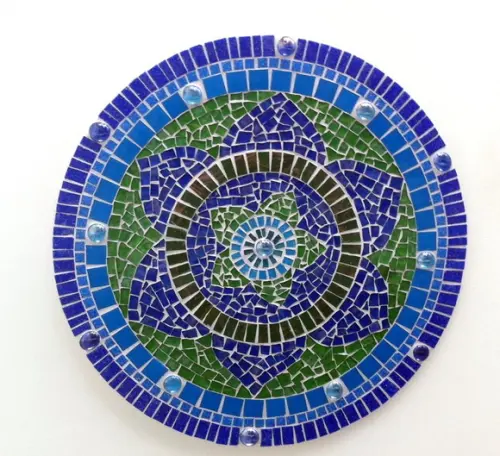 Mandala em Mosaico Azul e Verde
