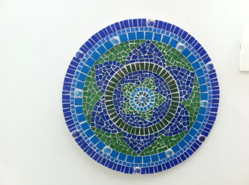Mandala em Mosaico Azul e Verde