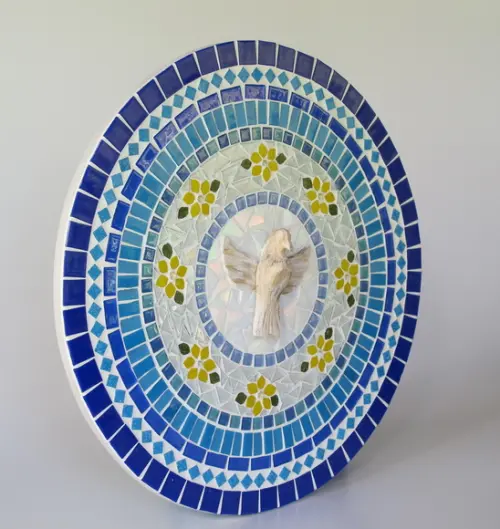Mandala em Mosaico Divino Espírito Santo Azul