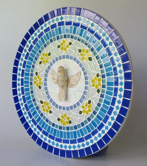 Mandala em Mosaico Divino Espírito Santo Azul