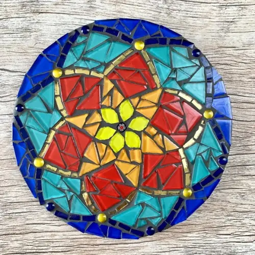 Mandala em Mosaico Flor Colorida