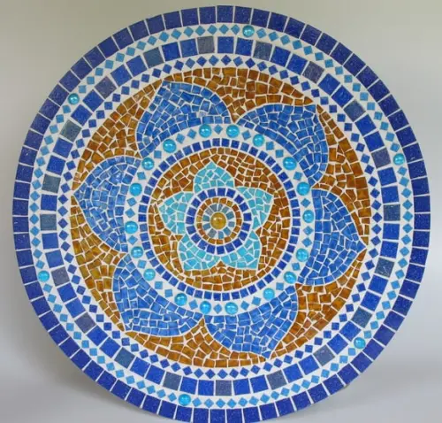 Mandala em Mosaico Marroquina Azul