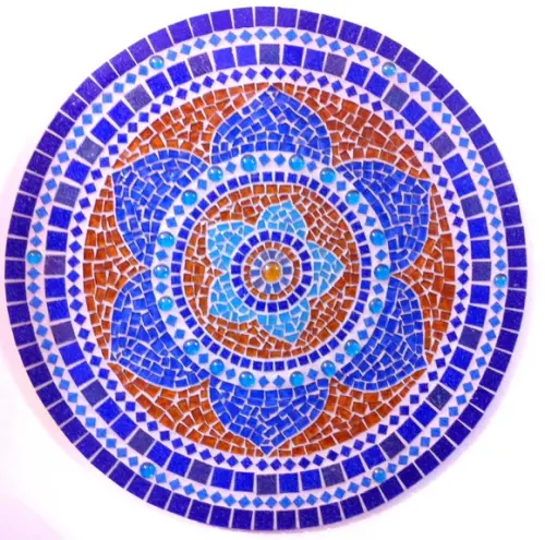 Mandala em Mosaico Marroquina Azul