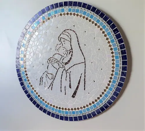 Mandala Mosaico Nossa Senhora e Menino Jesus