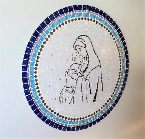 Mandala Mosaico Nossa Senhora e Menino Jesus
