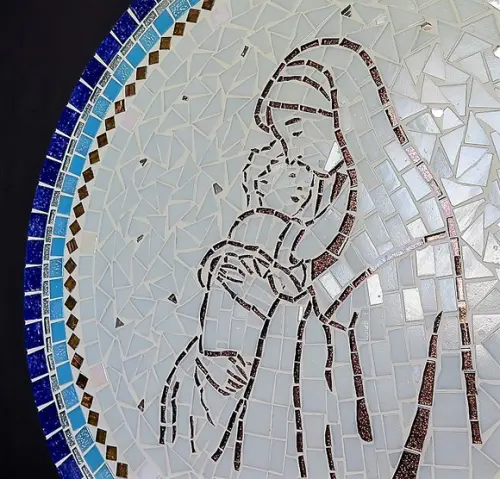 Mandala Mosaico Nossa Senhora e Menino Jesus
