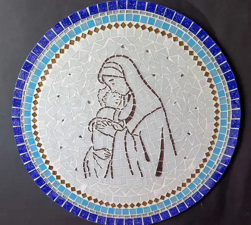 Mandala Mosaico Nossa Senhora e Menino Jesus
